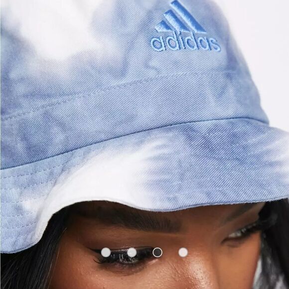 Women\'s Adidas Color Wash tie-dyed bucket hat in blue and purple OS